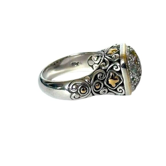 John Hardy Designer .925/18k Gold Light Colored Stone Cluster Ring. Size 7 - Picture 13 of 14